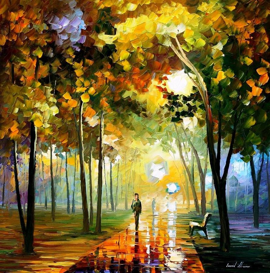 October Reflections PALETTE KNIFE Oil Painting On Canvas By Leonid Afremov Painting by Leonid