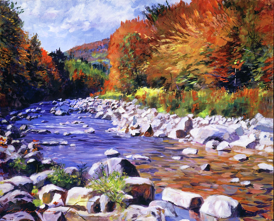 Tree Painting - October River Run by David Lloyd Glover