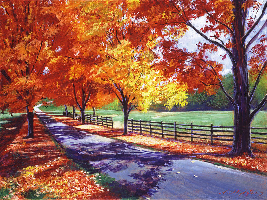 October Road Painting by David Lloyd Glover