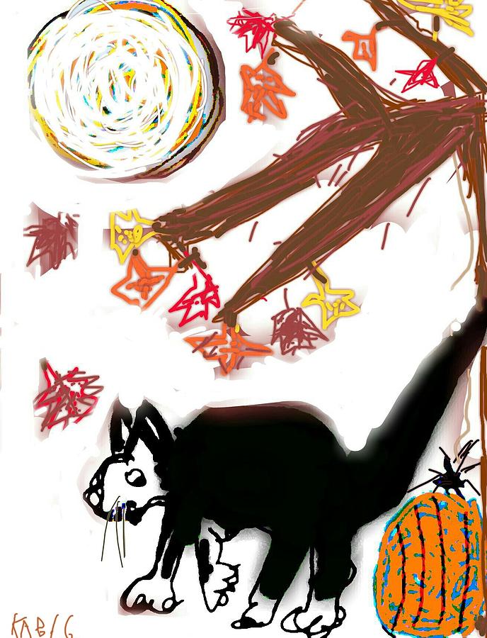 October -- Scaredy Cat Digital Art by Kathy Barney