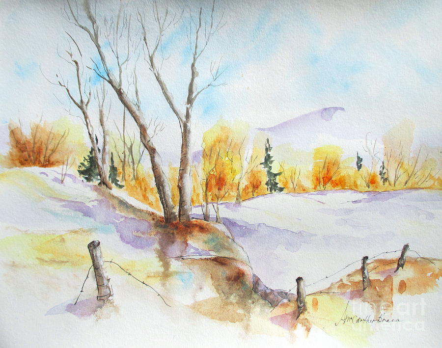 Landscape Painting - October Snow by April McCarthy-Braca