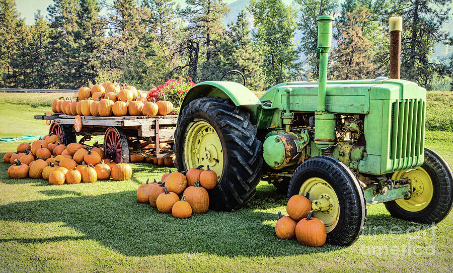October Tractor Digital Art by Jean OKeeffe Macro Abundance Art