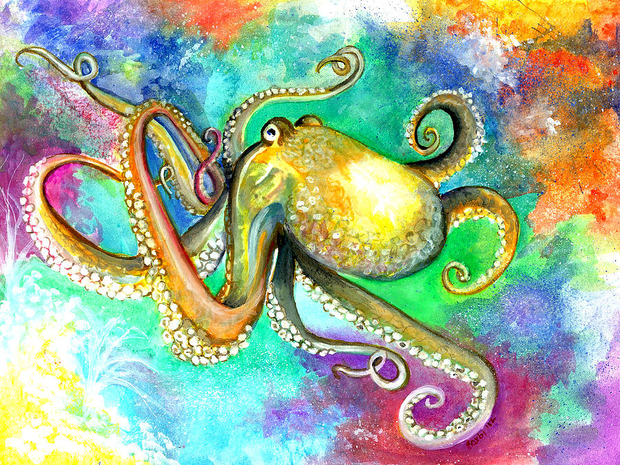 Octopus Painting - OctoCat by Barbi Holzmann