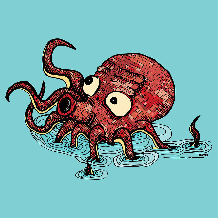 Nature Drawing - Octopus - Color by Karl Addison