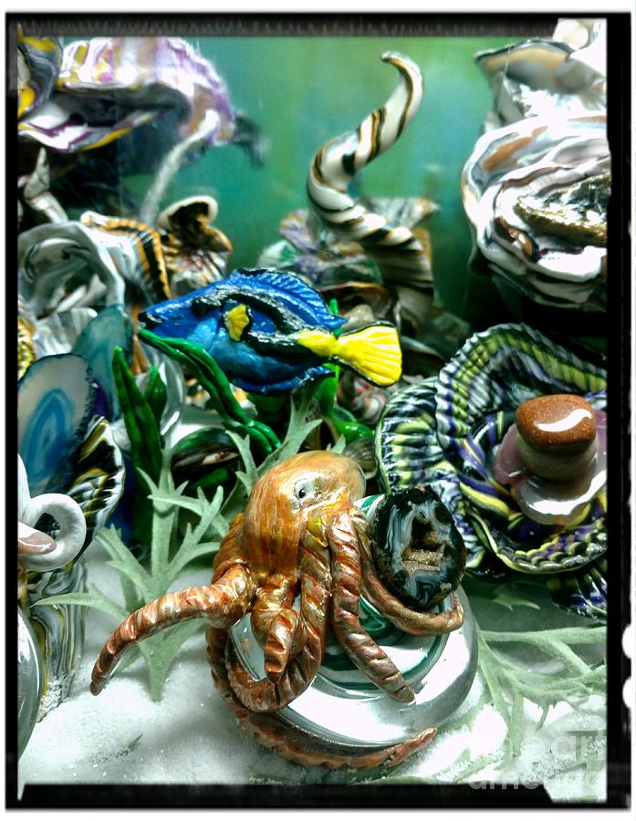 Octopus and Blue Tang Mixed Media by Kirk Wieland