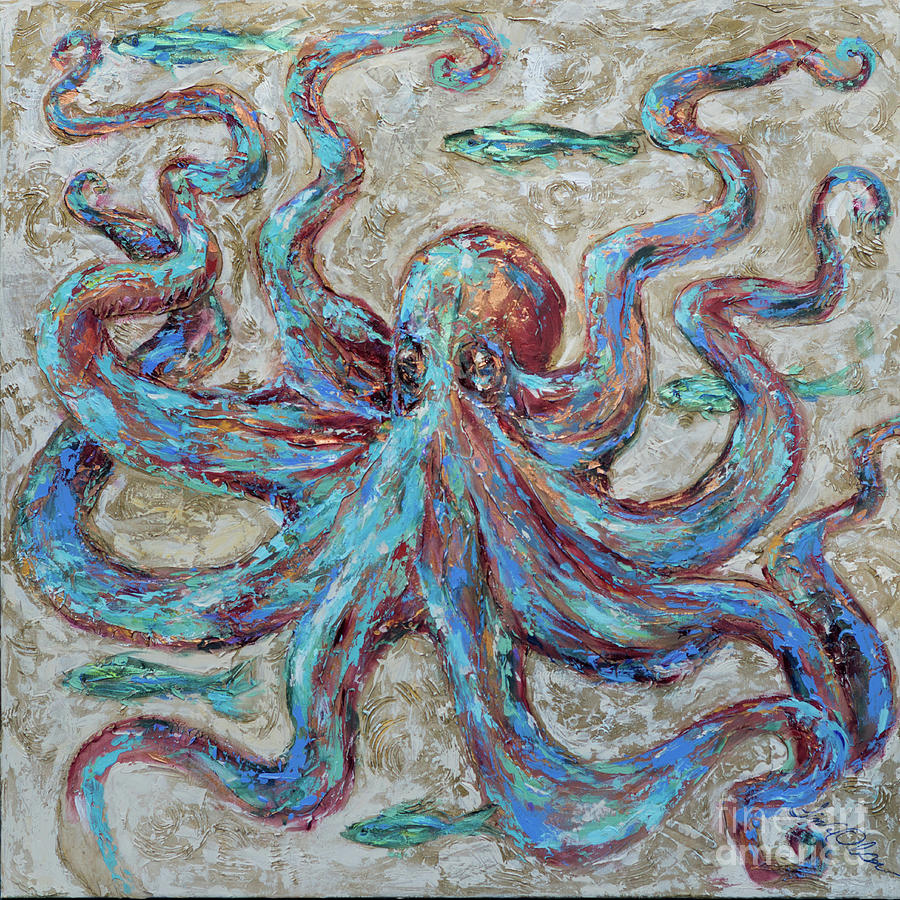 Octopus Blues Painting by Linda Olsen