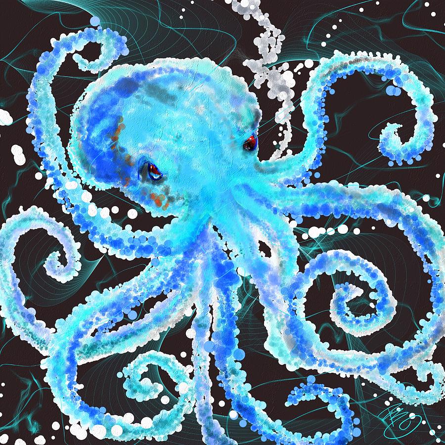 Octopus bubbles Digital Art by Debra Baldwin
