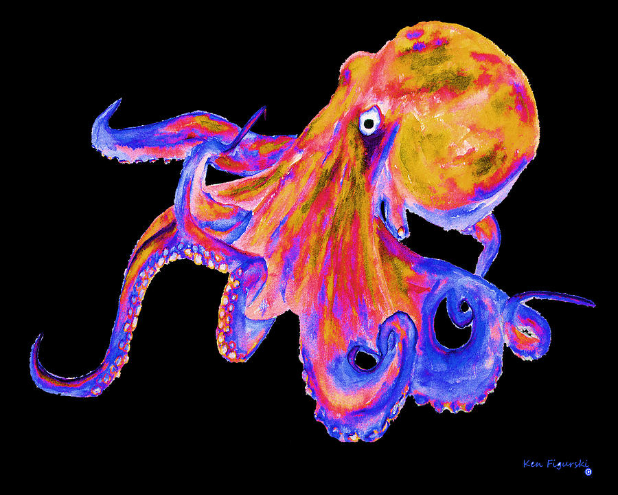 Octopus Color Pop Painting by Ken Figurski