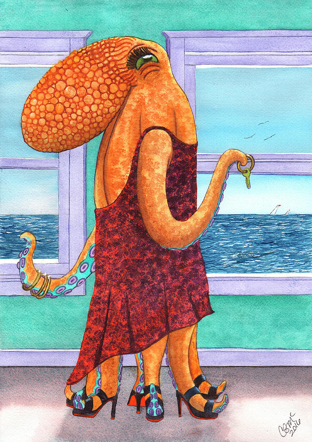 Octopus in a Cocktail Dress Painting by Catherine G McElroy