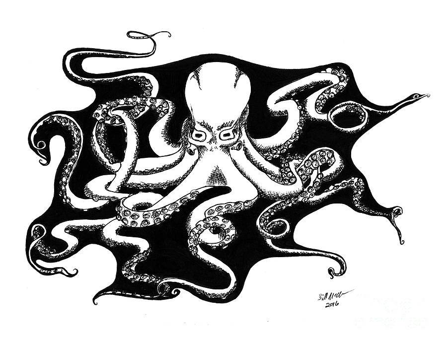 Octopus In Ink Painting by Bill McClurg