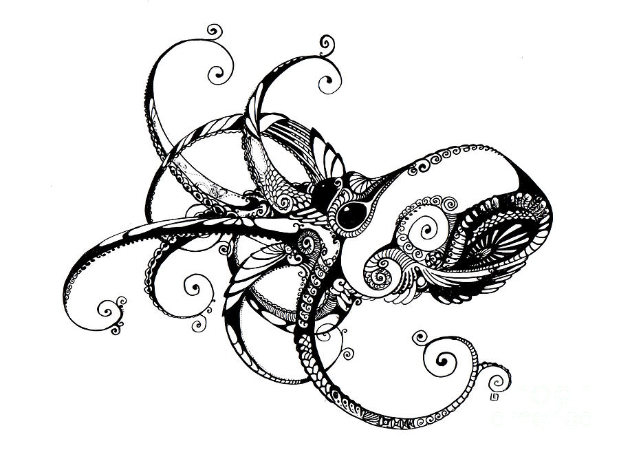 abstract octopus drawing