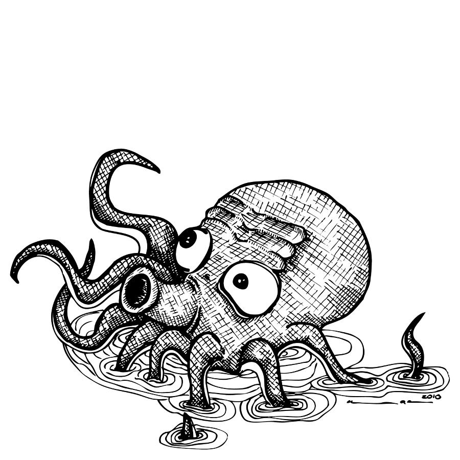 Octopus Drawing - Octopus by Karl Addison