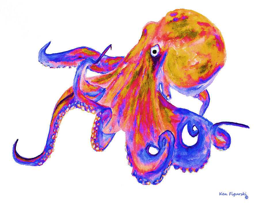 Octopus muti color Painting by Ken Figurski