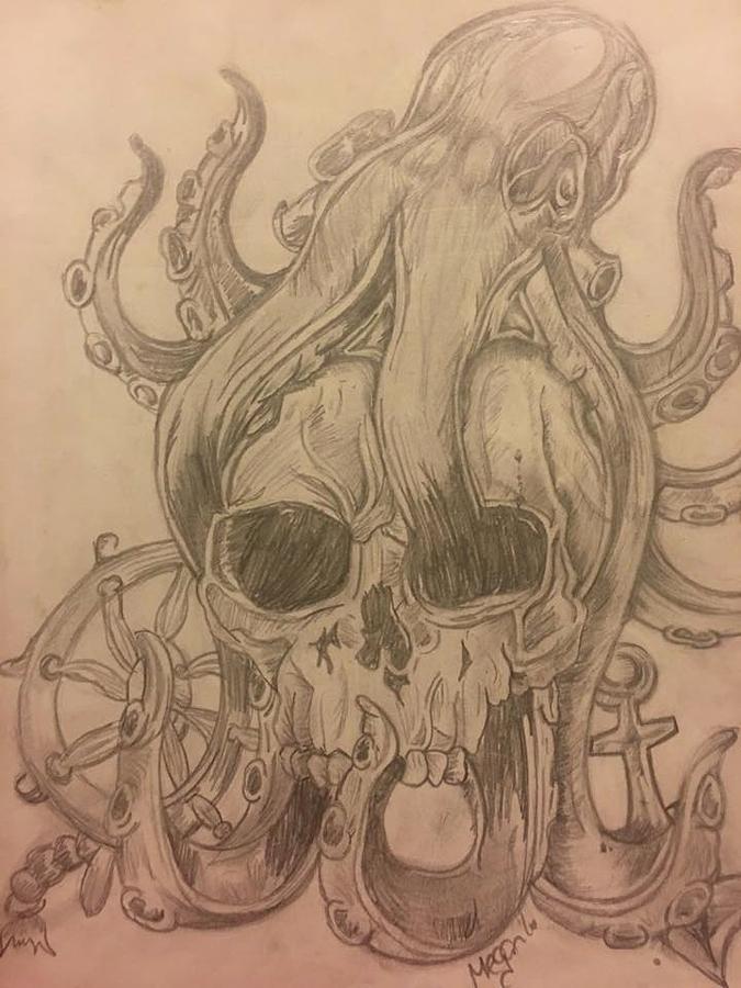 Octopus Skull Drawing by Megan Reppert Pixels