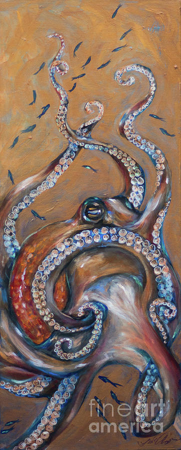 Octopus Tangle Painting by Linda Olsen