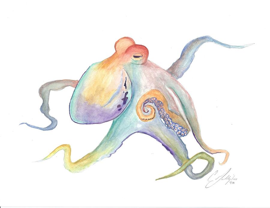 Original Octopus Watercolor Painting Painting by Christian Galligher