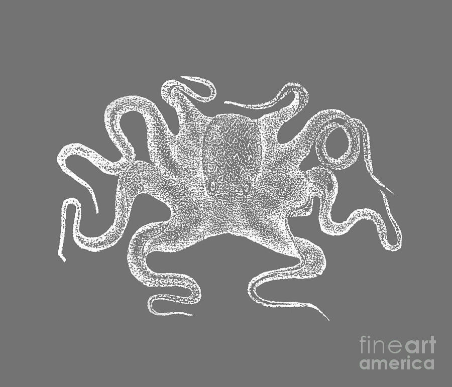 Octopus White Ink Tee Digital Art by Edward Fielding