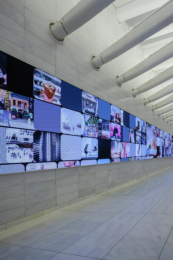 Oculus Center NYC Hallway with Video Panel Photograph by Robert Ullmann