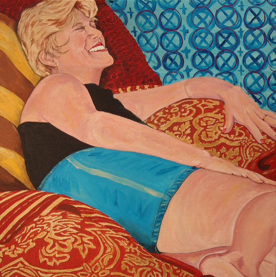 Odalisque in Blue Shorts Painting by Kevin Callahan