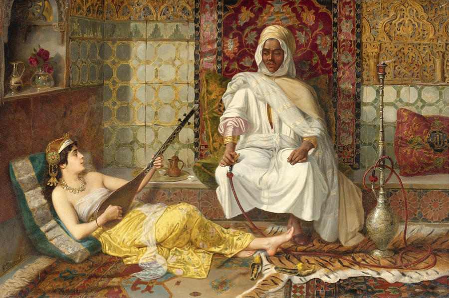 Odalisque Playing Music Painting by Vincent Stiepevich