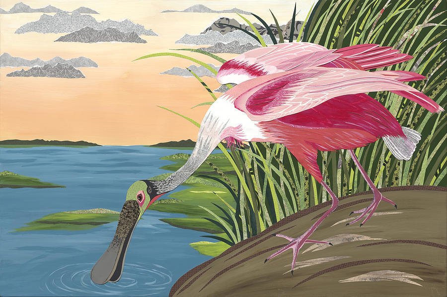 Spoonbill Painting - Ode To Audubon - Roseate Spoonbill by Jennifer Peck
