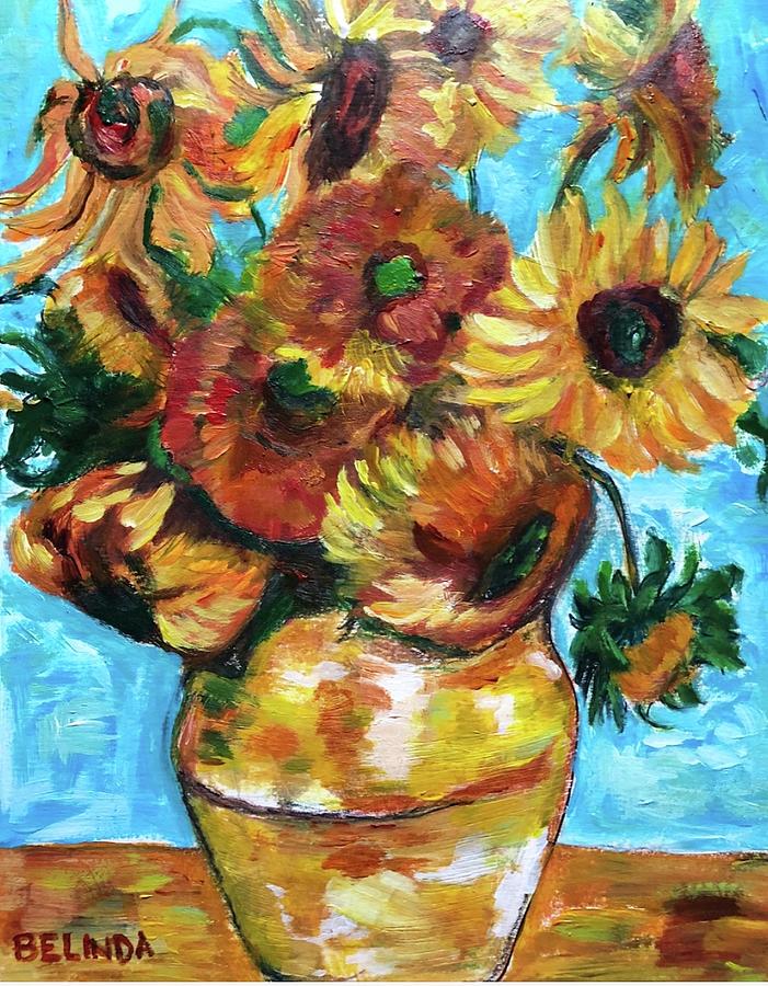 Ode to Vincent - Mes Tournesols Painting by Belinda Low