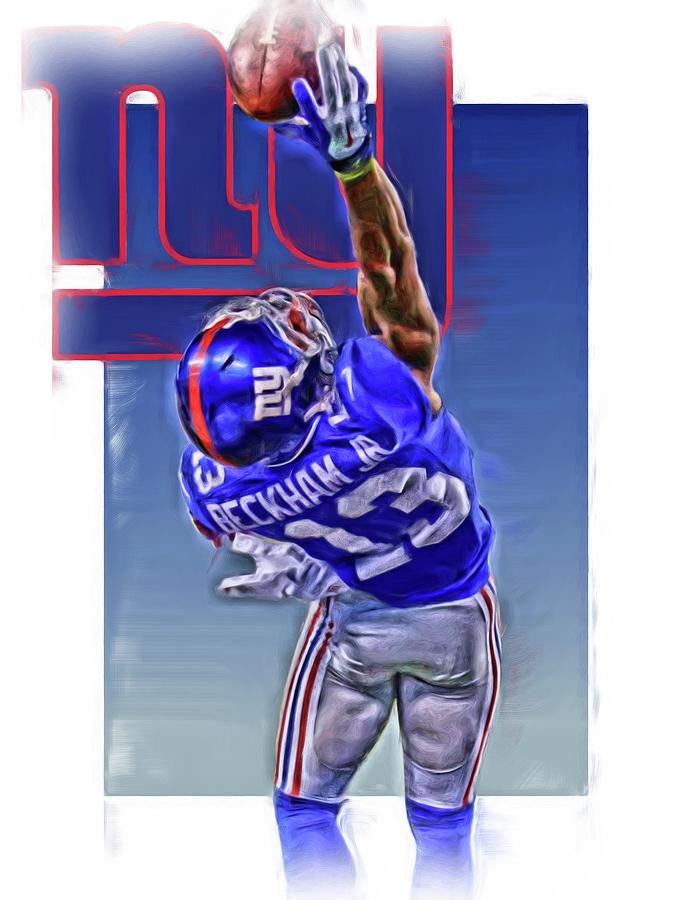 New York Giants Odell Beckham Jr Kids T-Shirt by Joe Hamilton