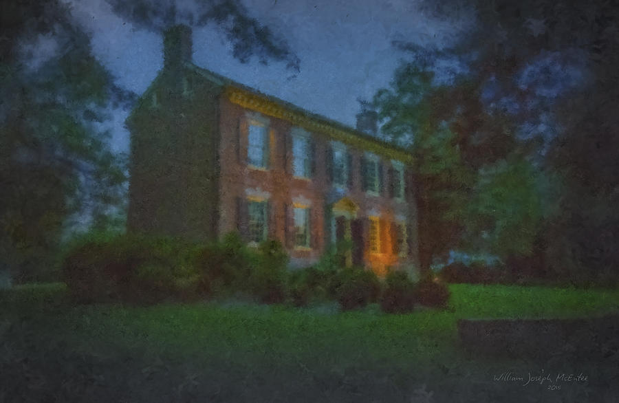 Odessa Colonial House at Night Painting by Bill McEntee