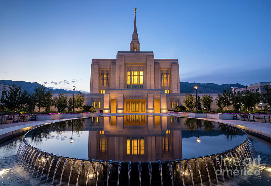Architecture Photograph - Odgen Lds Temple Sunrise Reflection 2 - Utah by Gary Whitton