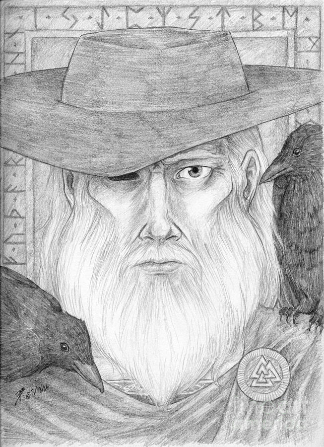 Graphite Drawing - Odin by Brandy Woods