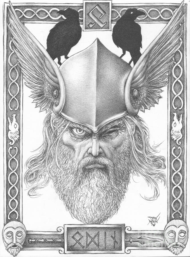 Odin Drawing by Dan Moran Pixels