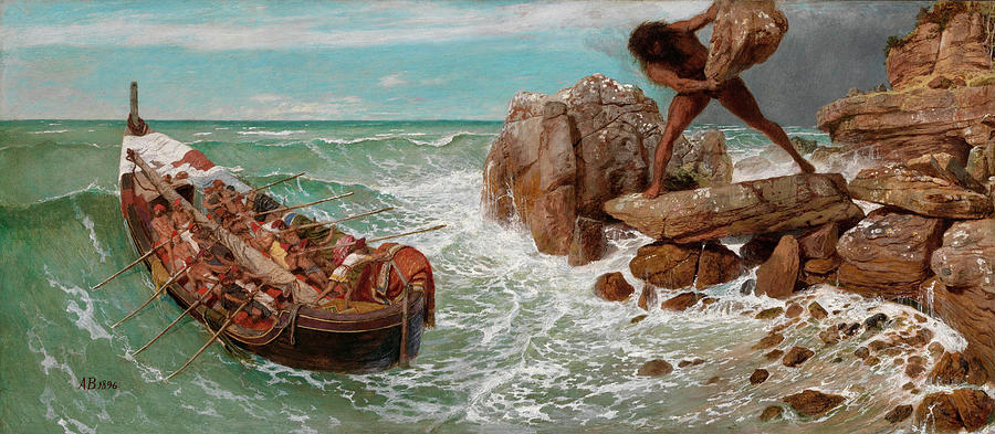 Greek Painting - Odysseus and Polyphemus by Arnold Bocklin