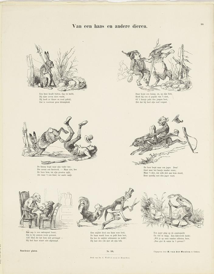 Of a hare and other animals Easter Bunny Drawing by Vintage Collectables