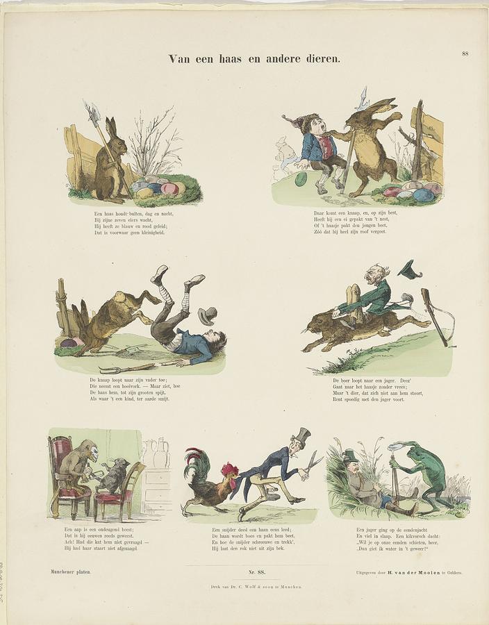 Of a hare and other animals in colour easter Drawing by Vintage Collectables