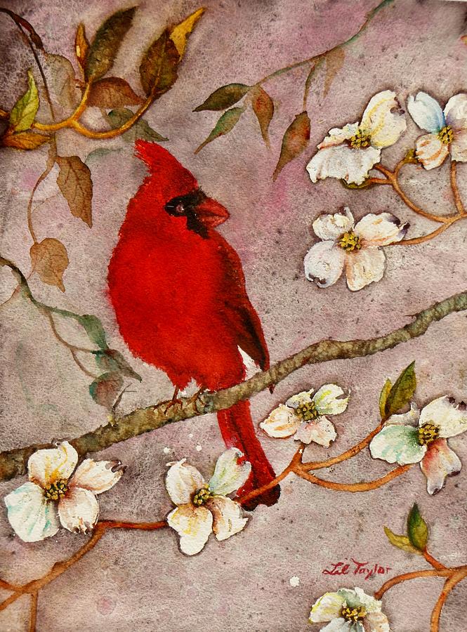 Of Cardinals and Dogwoods Painting by Lil Taylor
