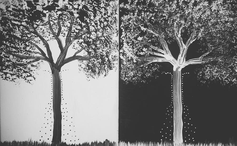 Tree Painting - Of Dark and Light by Vale Anoai