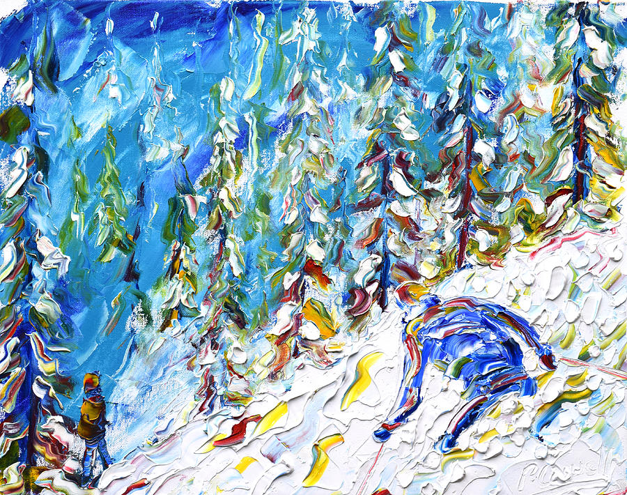 Off Piste Verbier Painting by Pete Caswell