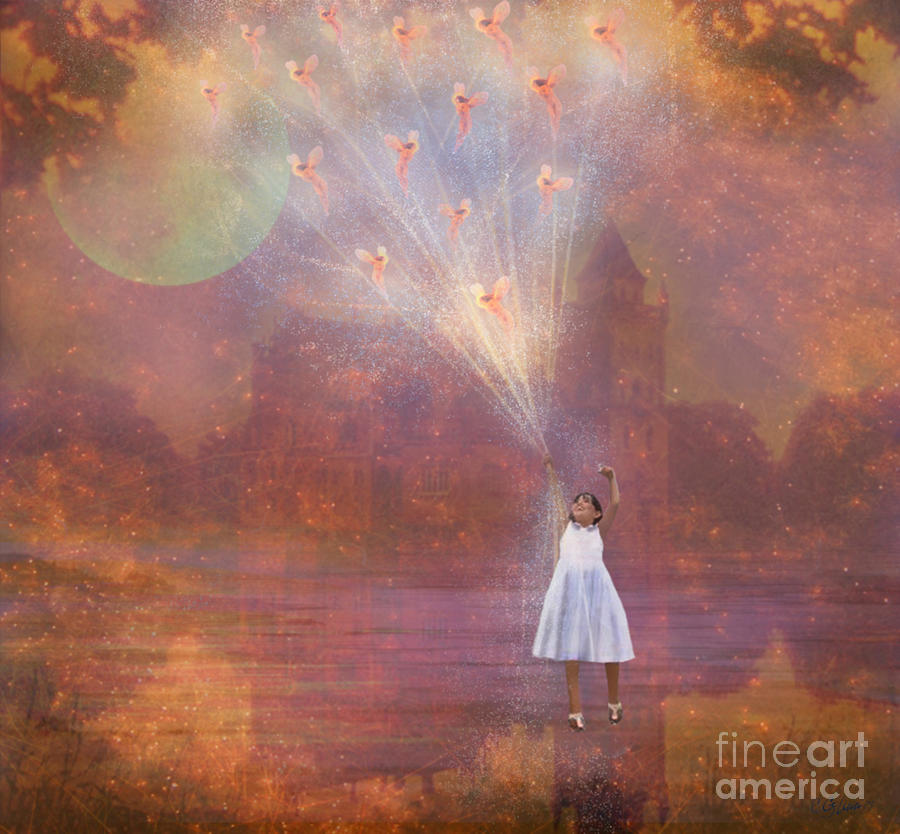 Fairy Painting - Off To Fairy Land - By Way Of Fairyloons by Carrie Ann Jackson