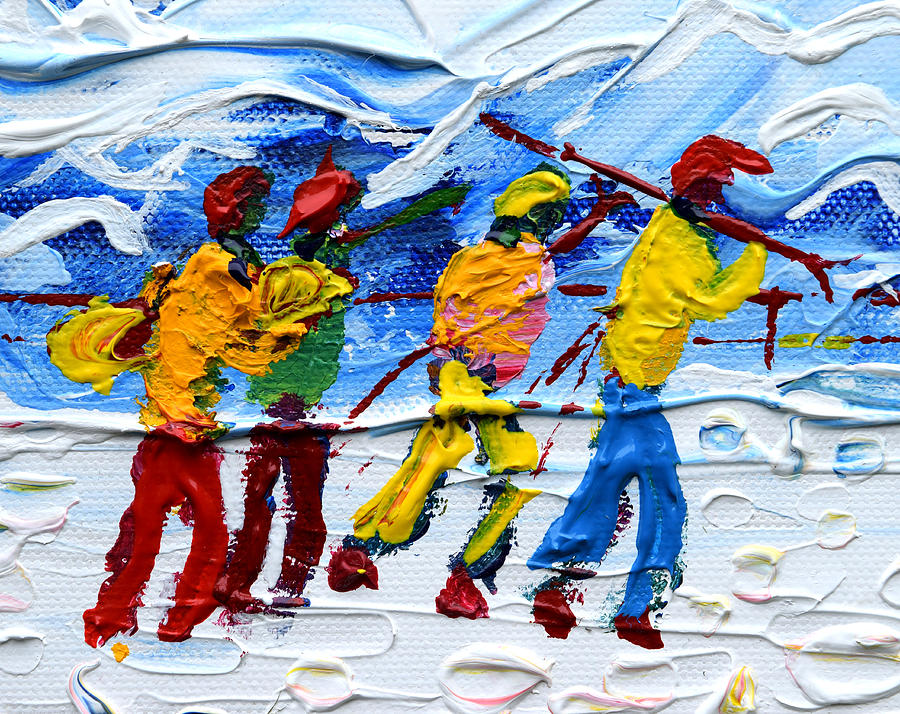 Off To Ski We Go Painting by Pete Caswell