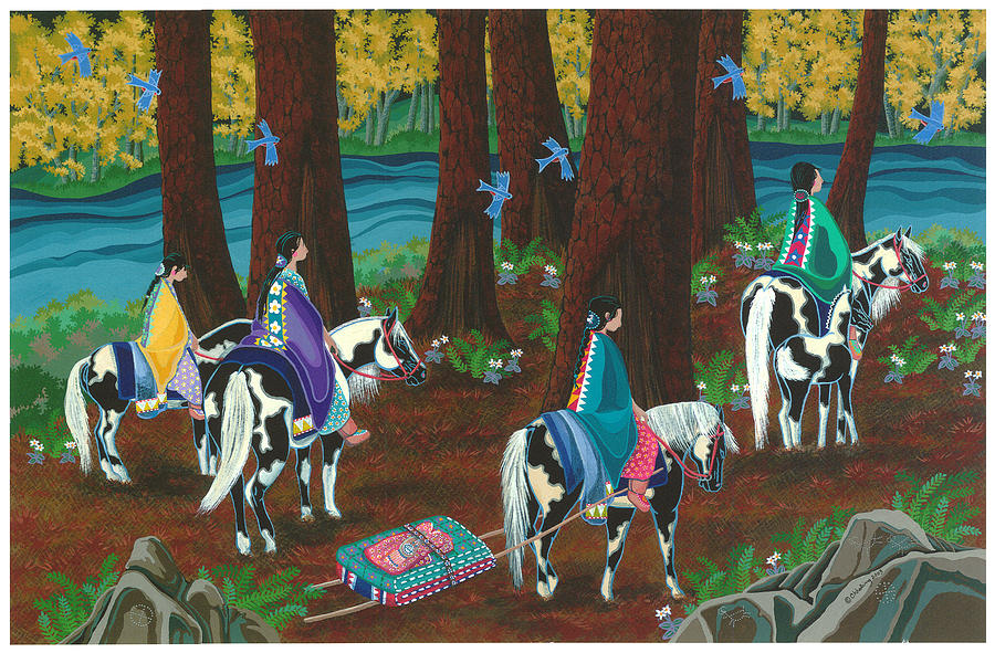 Horse Painting - Off to Visit Auntie by Chholing Taha