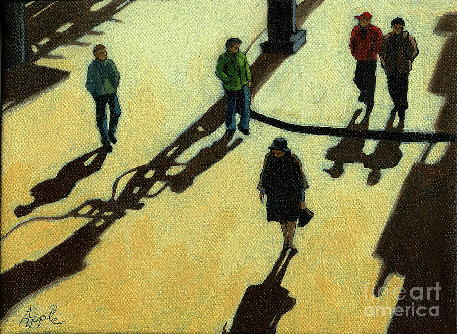 Off to Work Shadows - painting Painting by Linda Apple