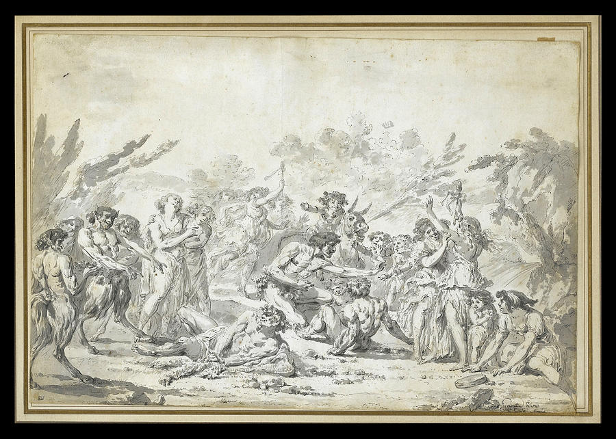 Offering to Bacchus Drawing by Jacques Gamelin