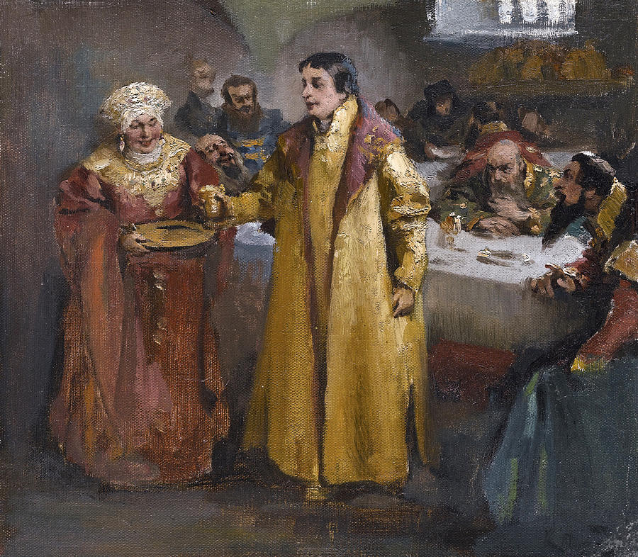 Offering to the Groom Painting by Klavdi Vasilievich Lebedev