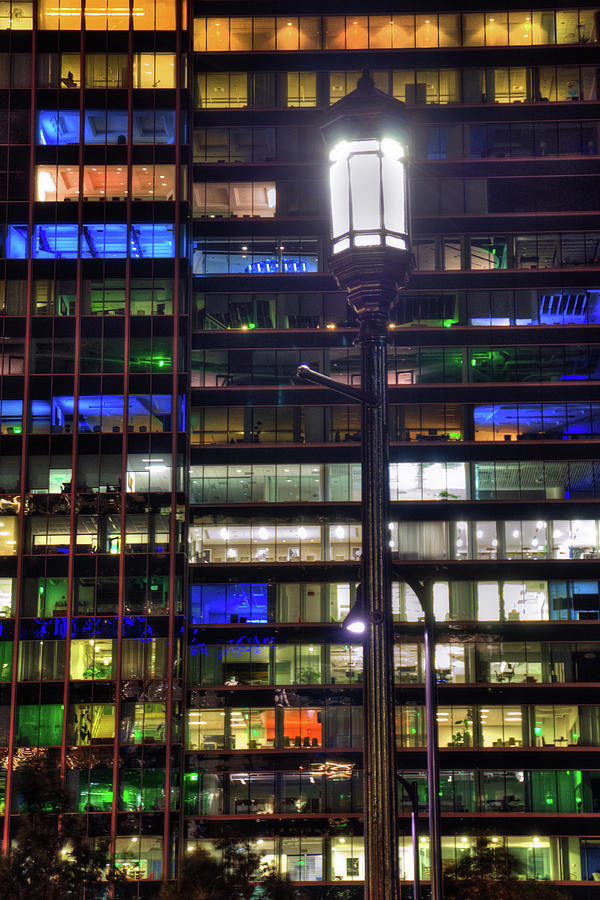 Office Building at Night - Boston, MA Photograph by Joann Vitali
