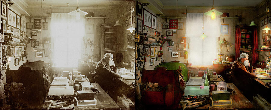 Office - Ole Tobias Olsen 1900 - Side by Side Photograph by Mike Savad