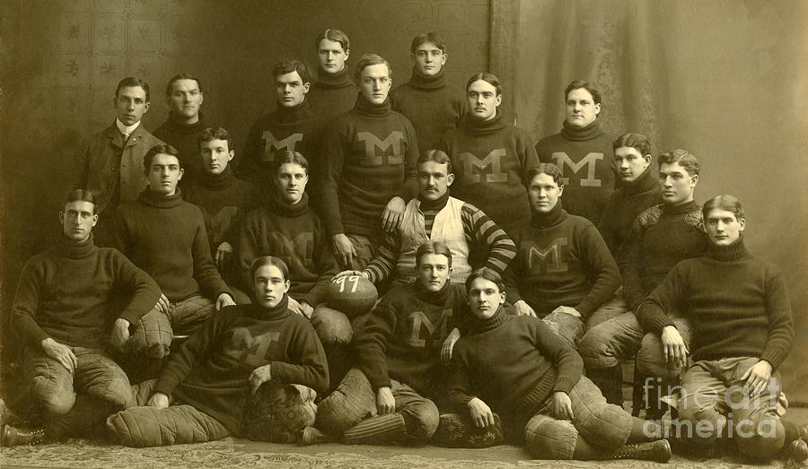 Football Painting - Official photograph of 1899 Michigan Wolverines football team by Celestial Images