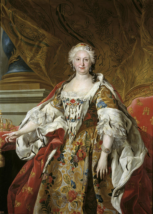 Official portrait of Queen Isabel de Farnesio Painting by Louis-Michel van Loo