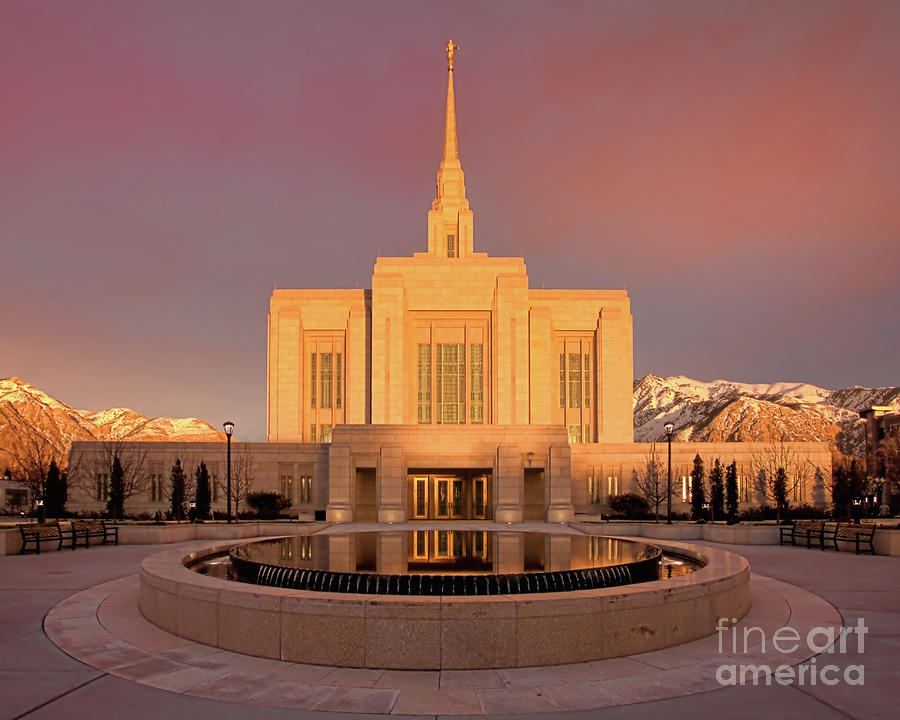 Ogden Temple Sunset Photograph by Roxie Crouch