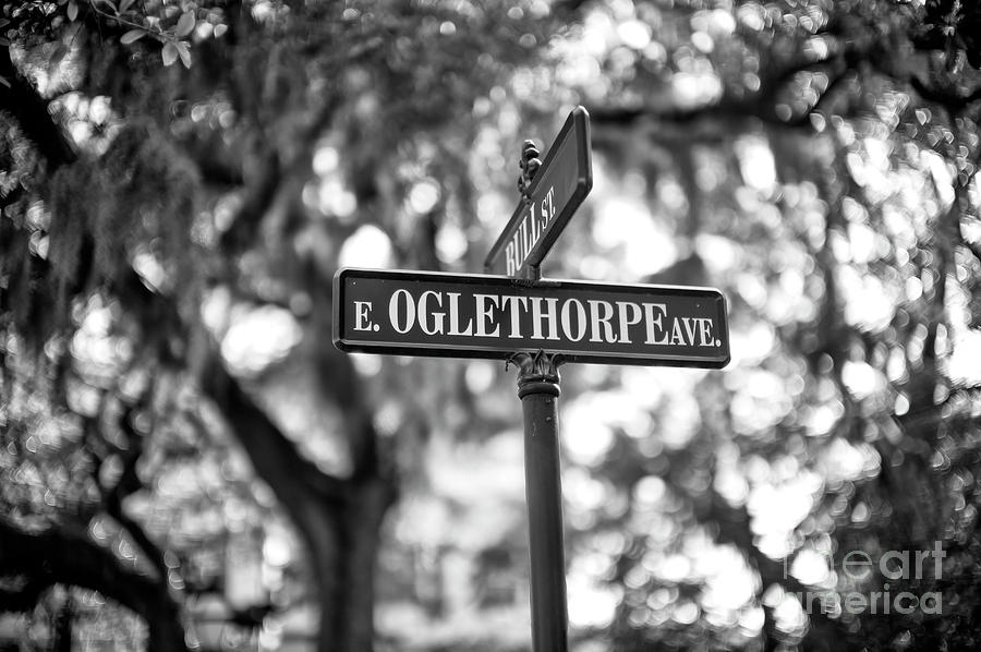 Street Sign Photograph - Oglethorpe Avenue In Savannah by John Rizzuto Street Sign Photograph - Oglethorpe Avenue In Savannah by John Rizzuto