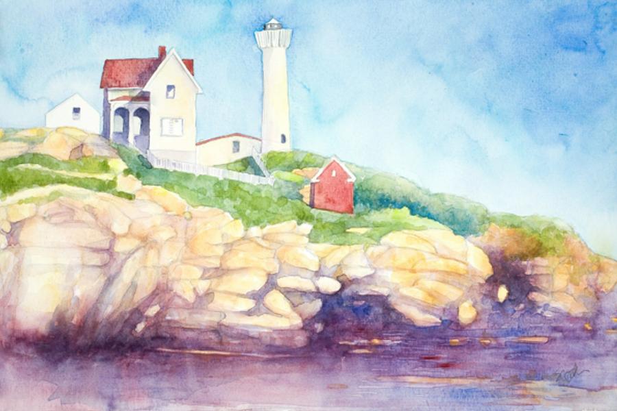 Lighthouse Painting - Ogonquin Lighthouse by Sherri Snyder